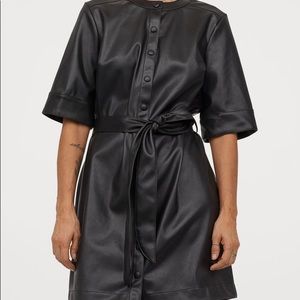 H&M Black Faux Leather Dress